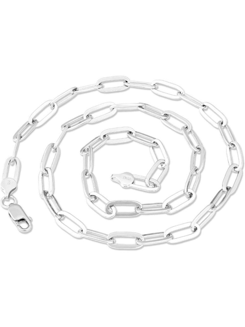 925 Sterling Silver Paperclip Chain Necklace for Women & Men, Diamond Cut, 16-30